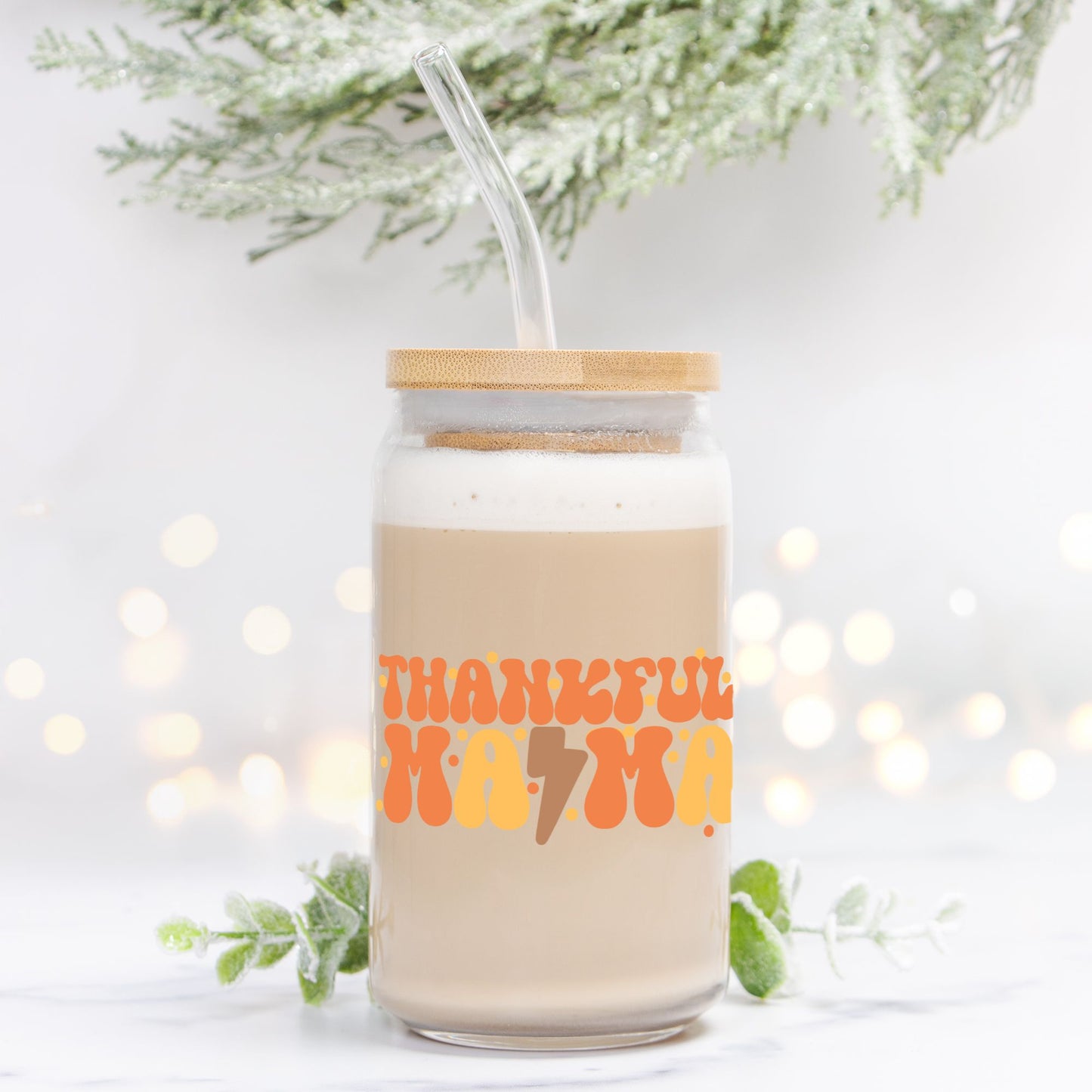Thankful Mama Glass Can 16oz