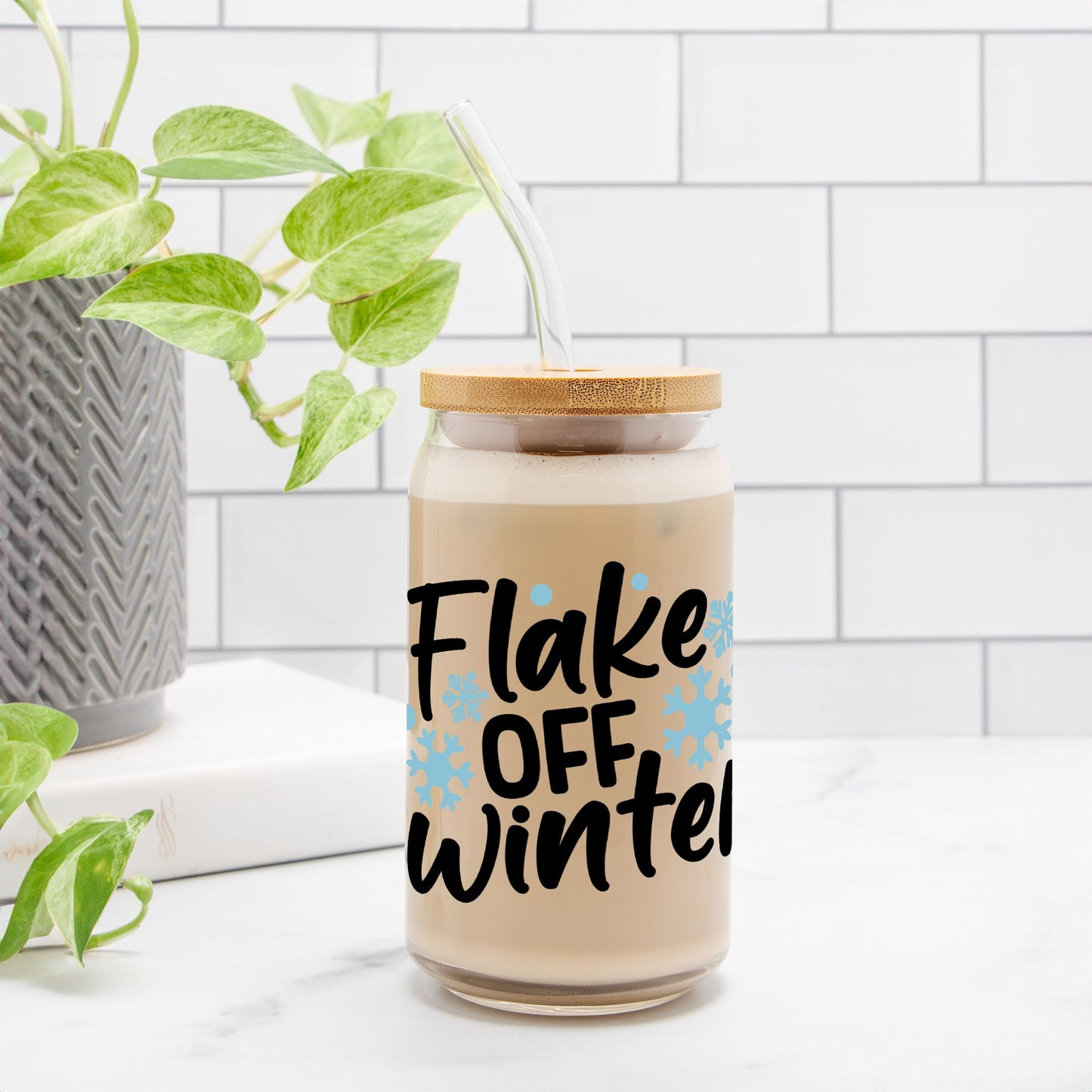 Flake Off Winter Glass Can 16oz