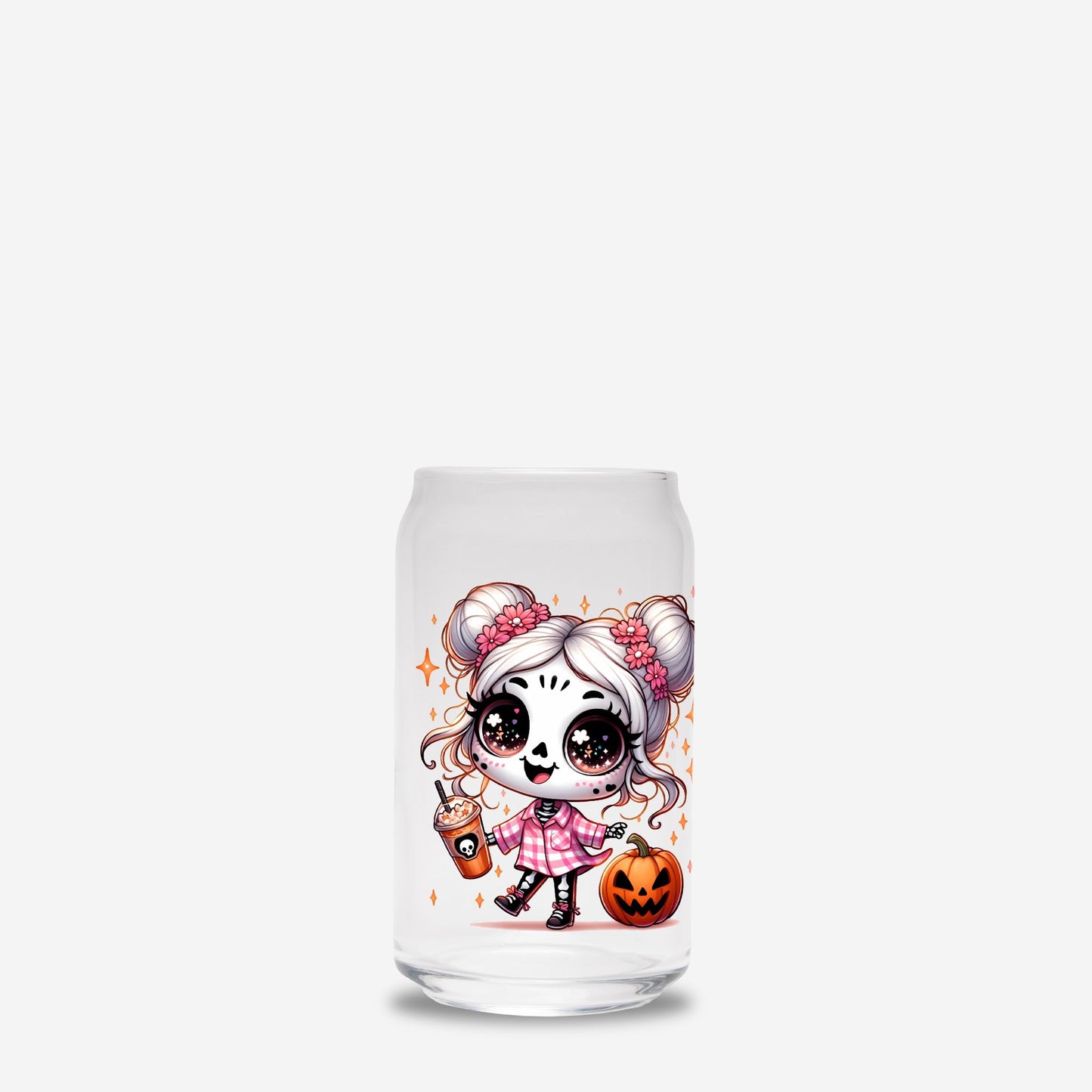 Iced Coffee Halloween Girl Glass Can