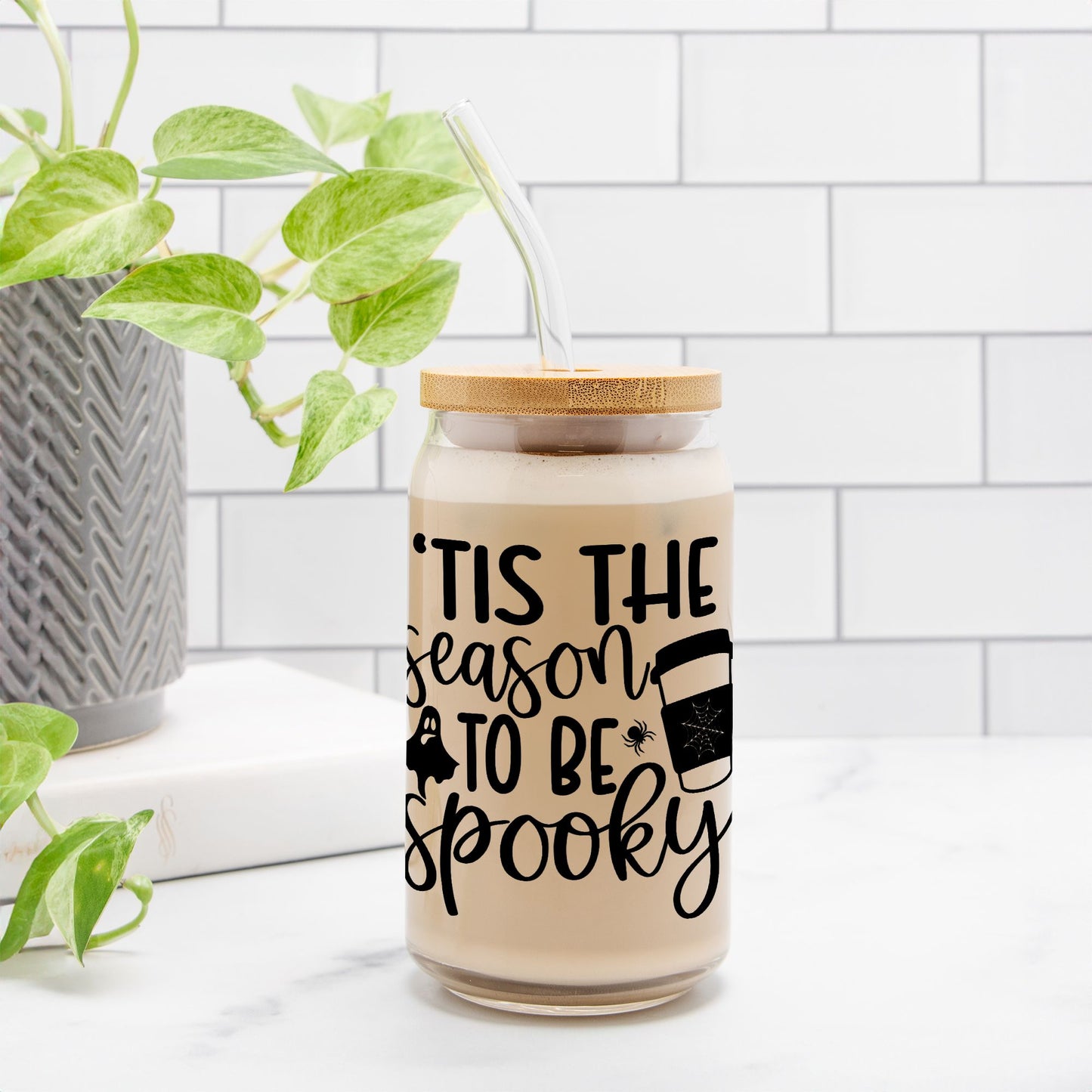 Tis Spooky Season Glass Can