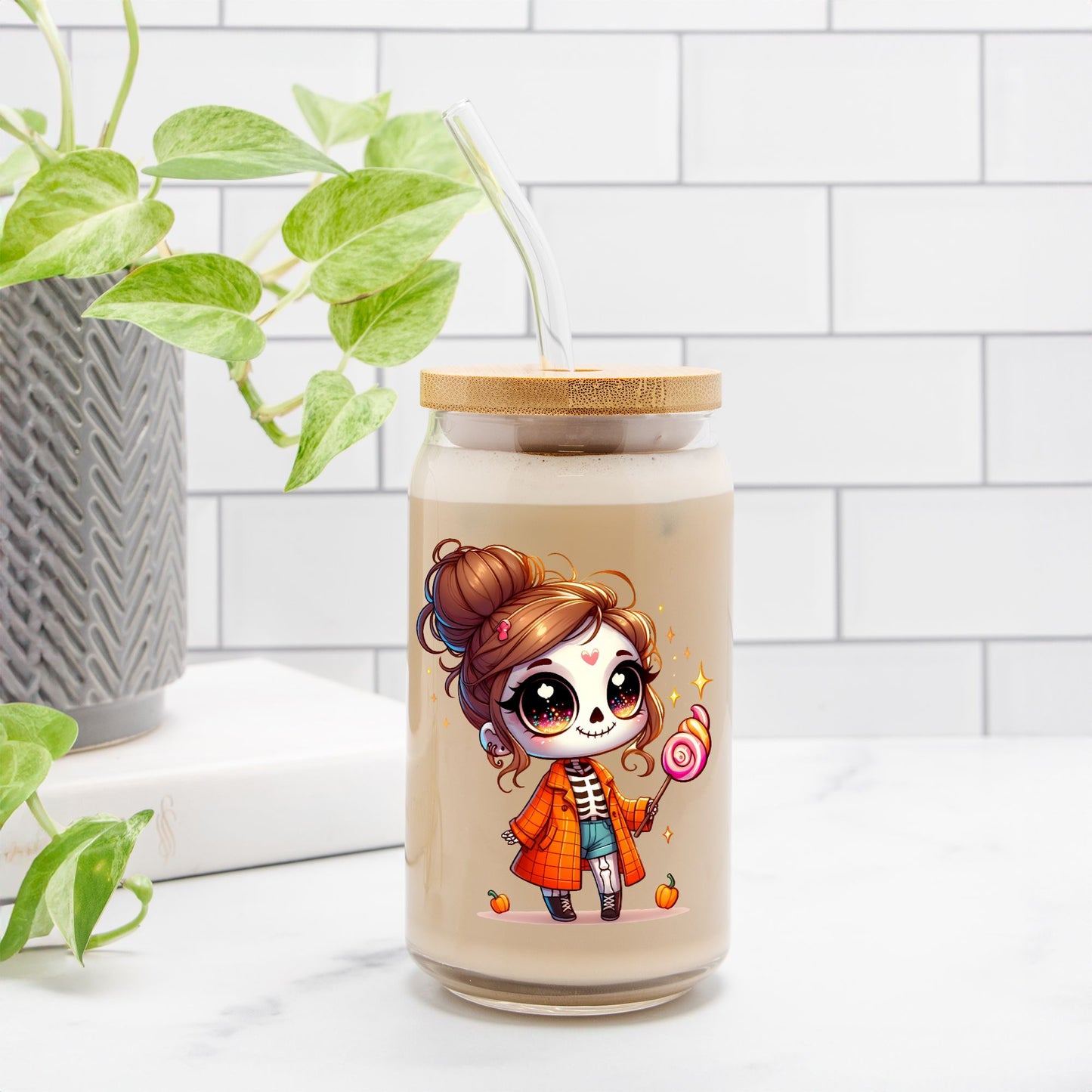 Halloween Girl Lollipop Glass Can
