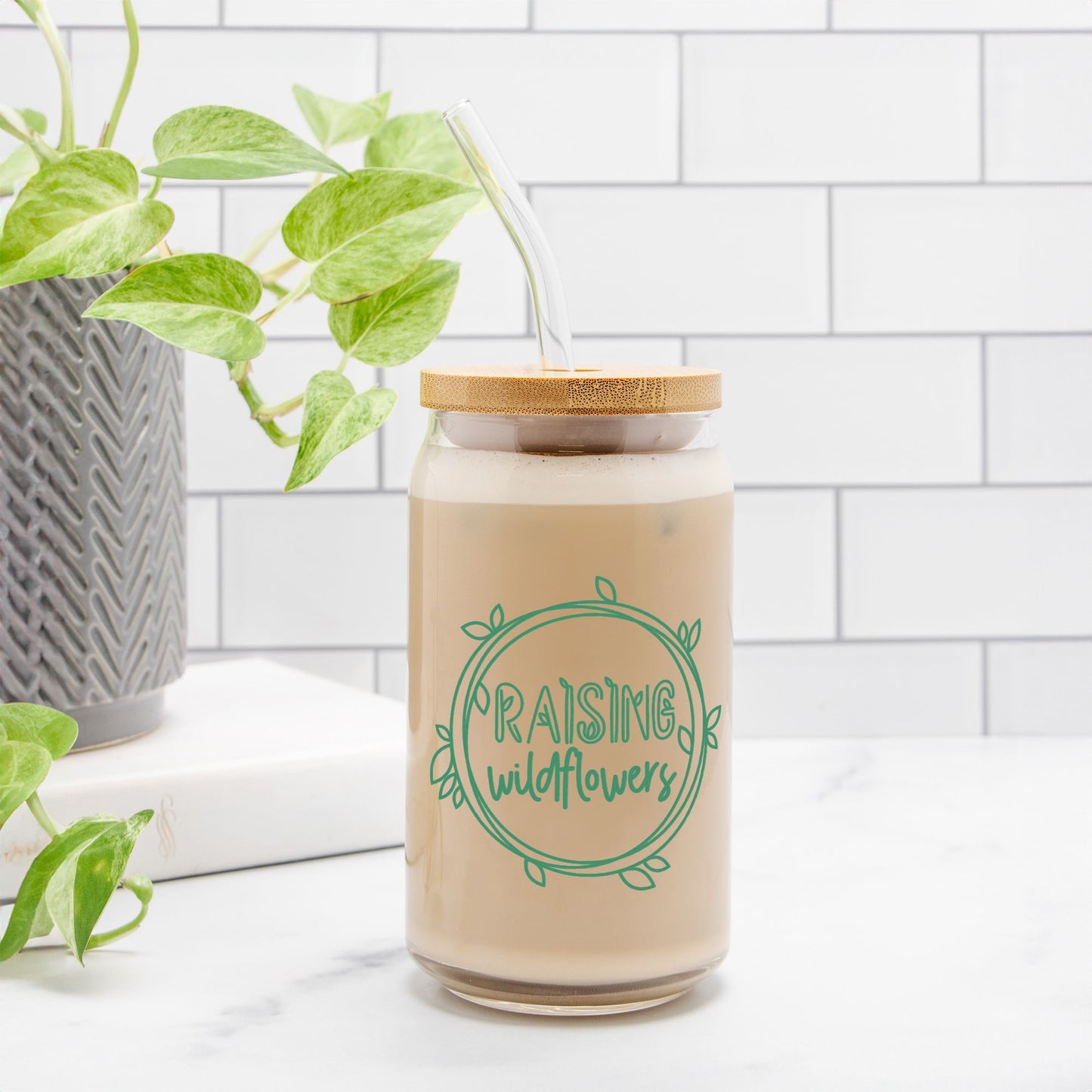 Raising Wildflowers Glass Can