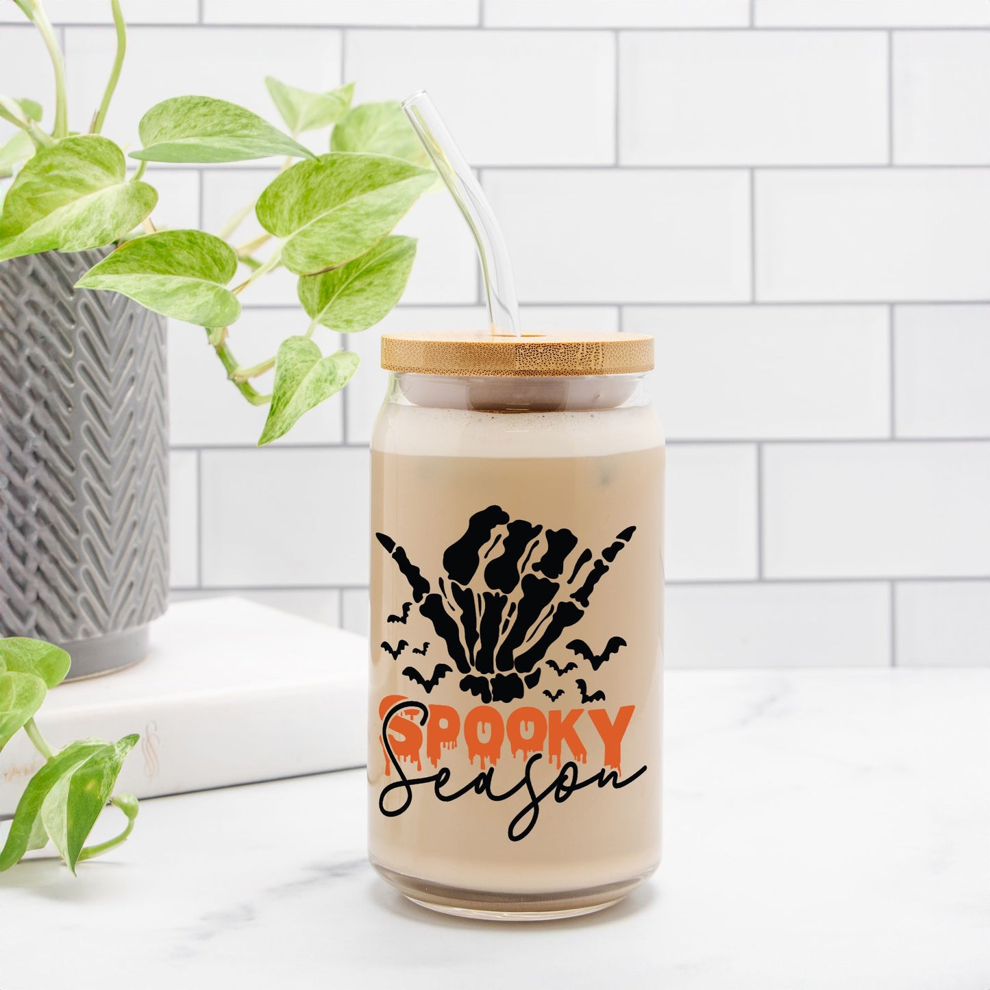 Spooky Season Glass Can
