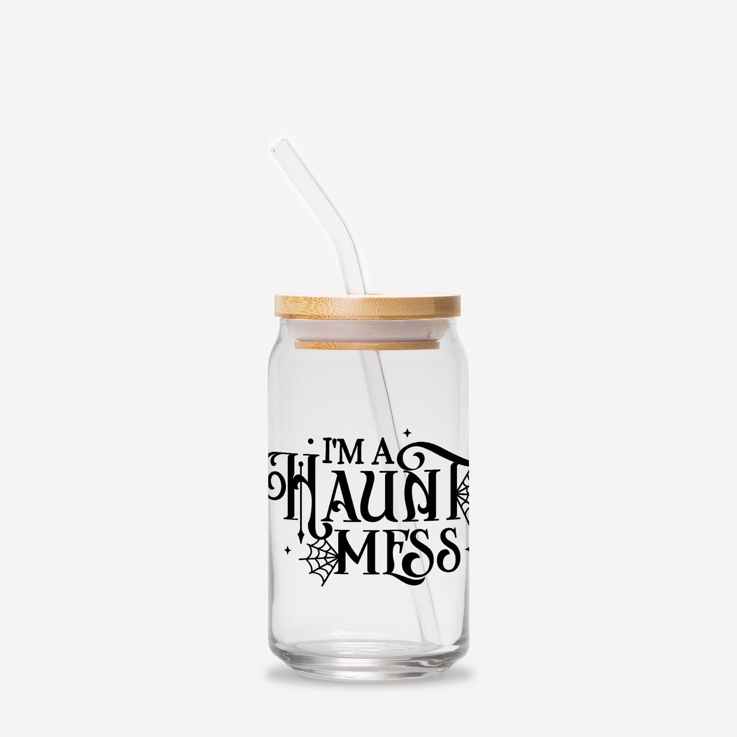 Haunted Mess Glass Can
