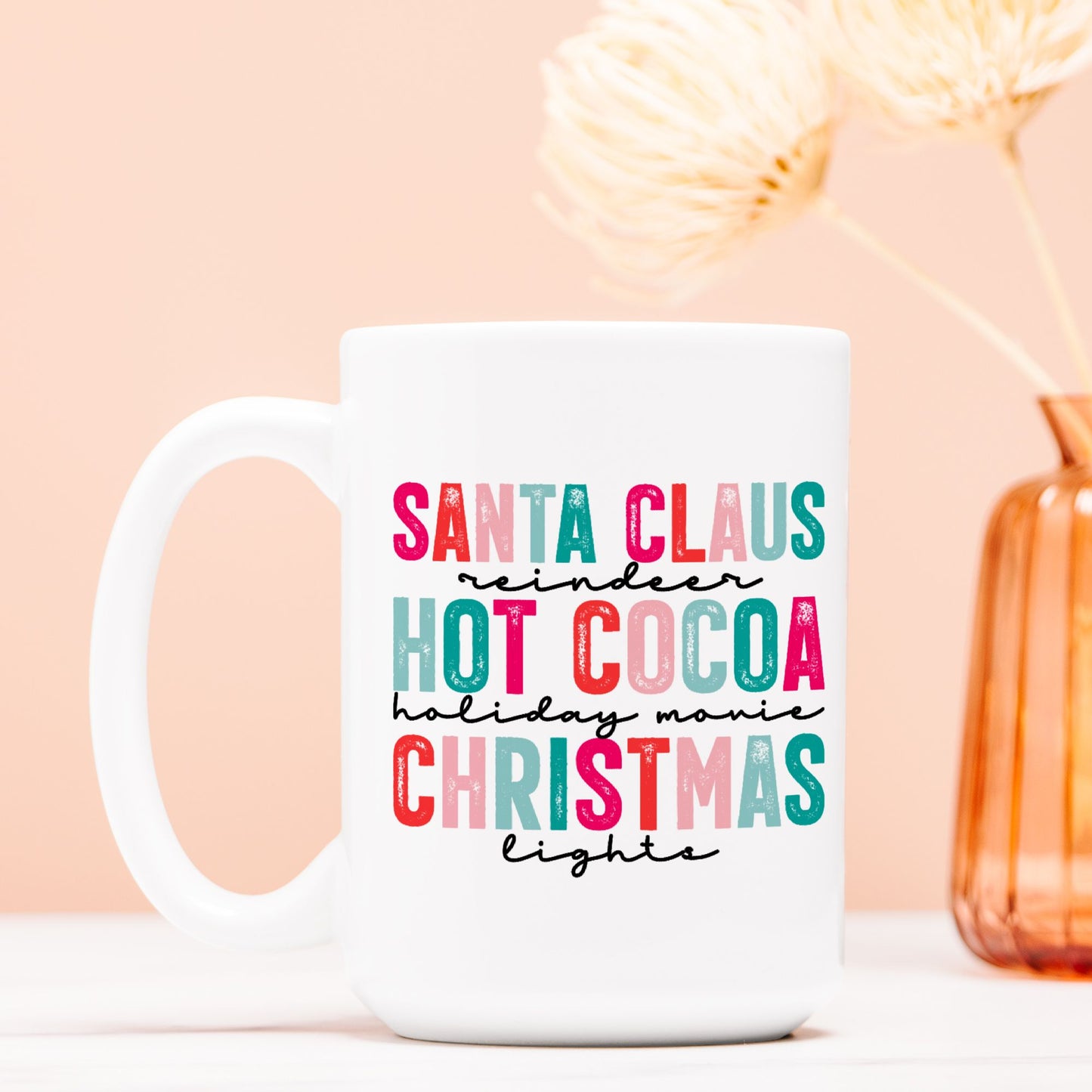 Colorful Santa Cocoa Christmas Mug Deluxe 15oz.