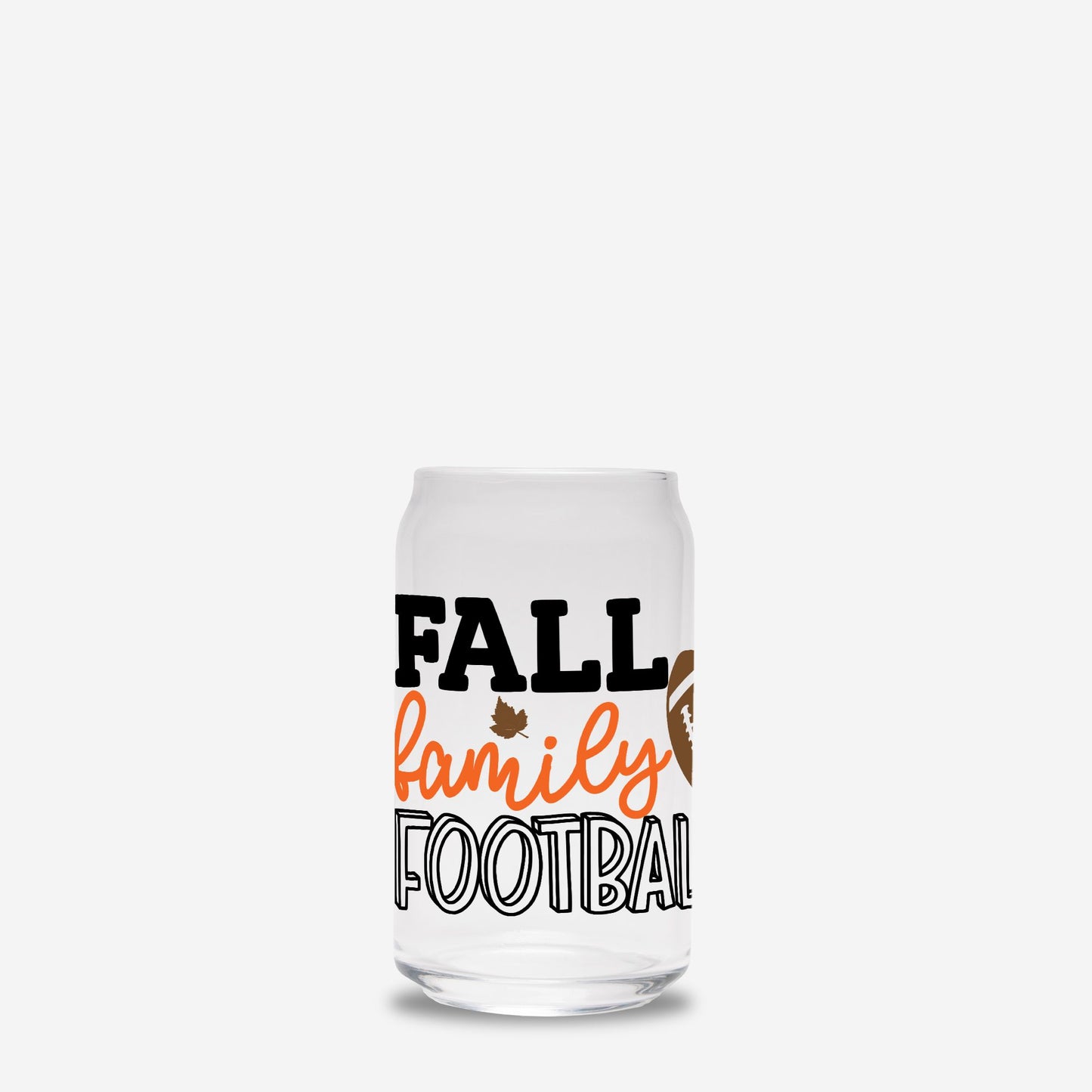 Fall, Family & Football Glass Can 16oz
