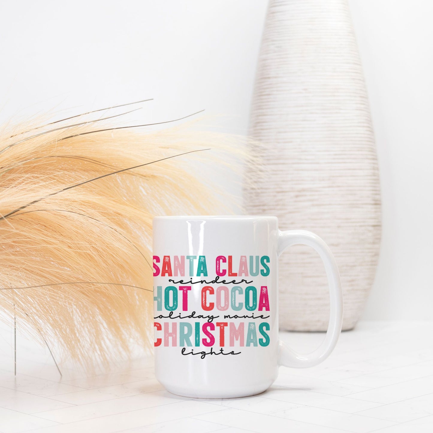 Colorful Santa Cocoa Christmas Mug Deluxe 15oz.