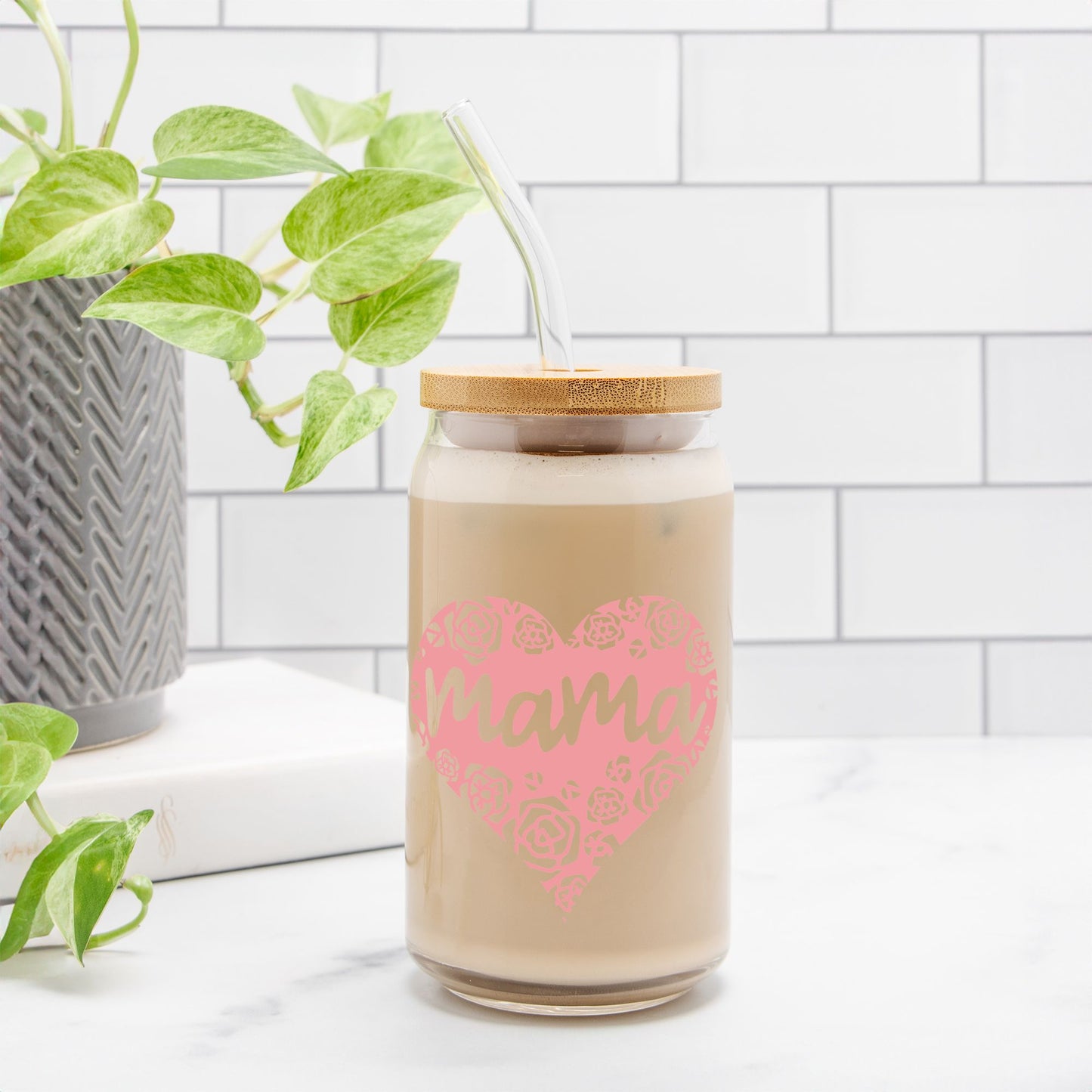 Mama Heart Glass Can