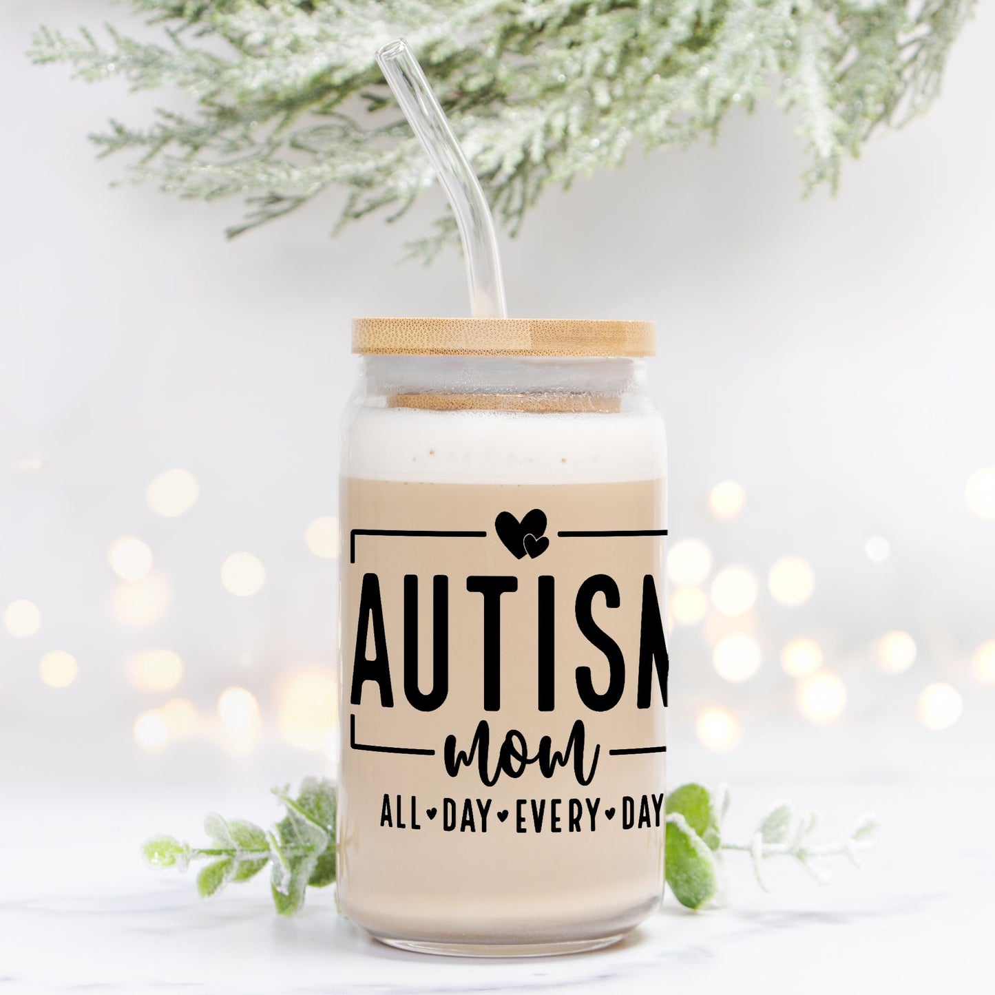 Autism Mom Glass Can 16oz