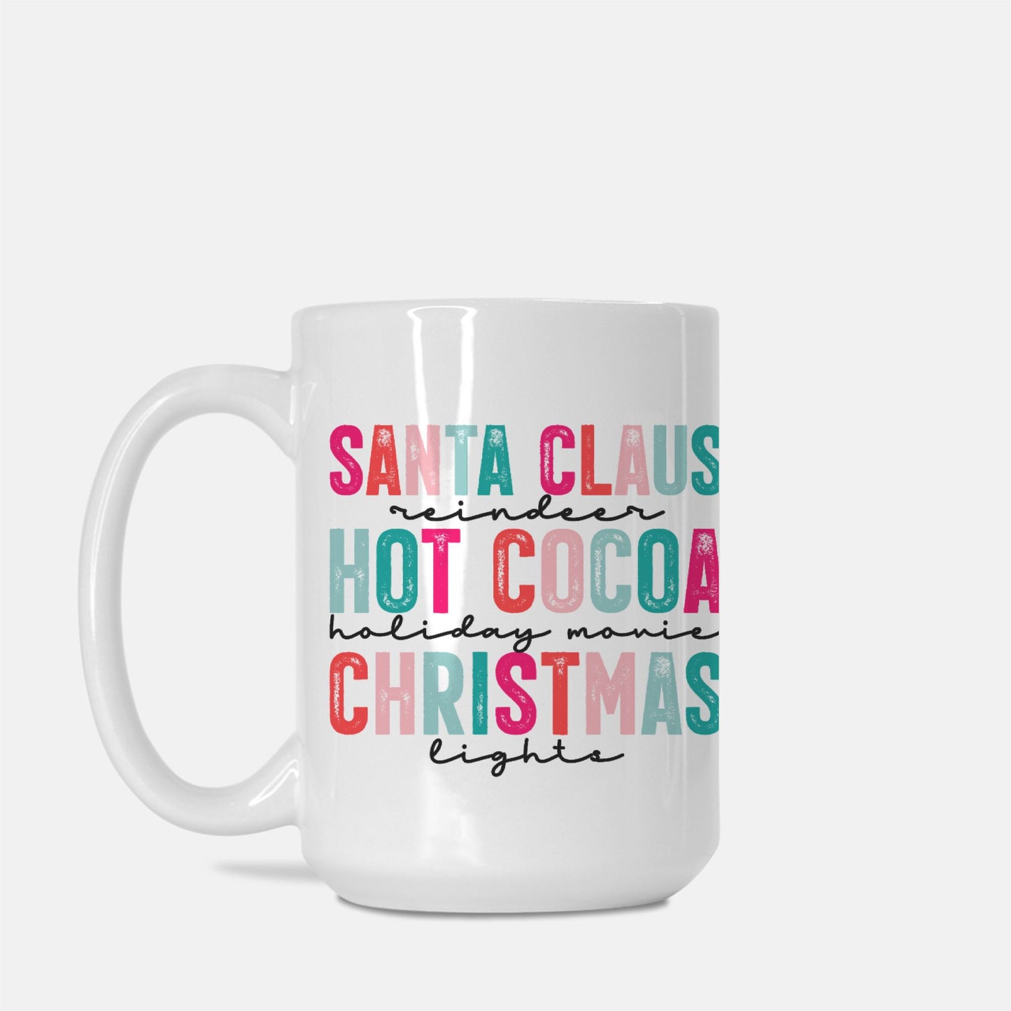 Colorful Santa Cocoa Christmas Mug Deluxe 15oz.