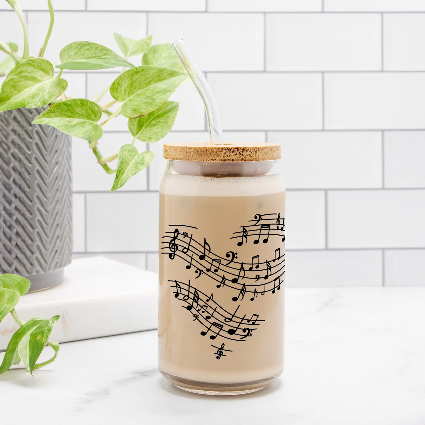 Music Heart Glass Can