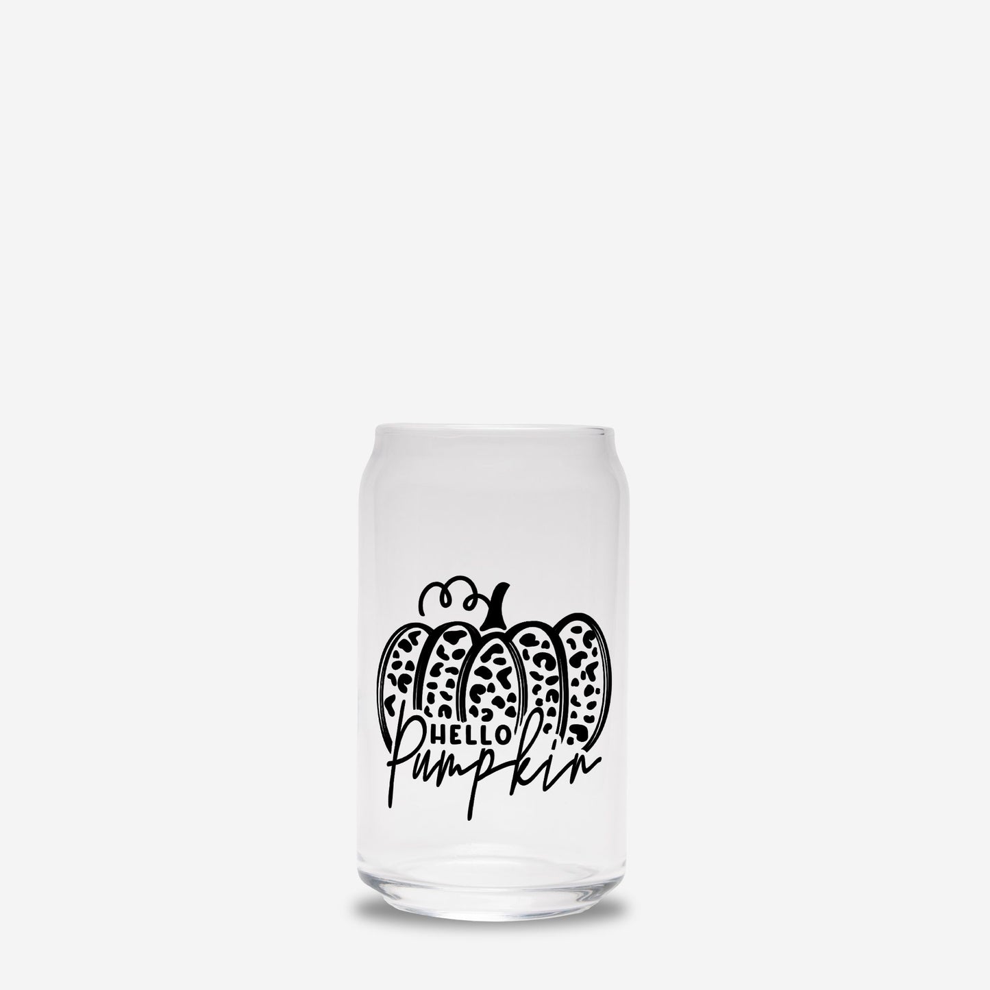 Hello Pumpkin Cheetah Print Glass Can