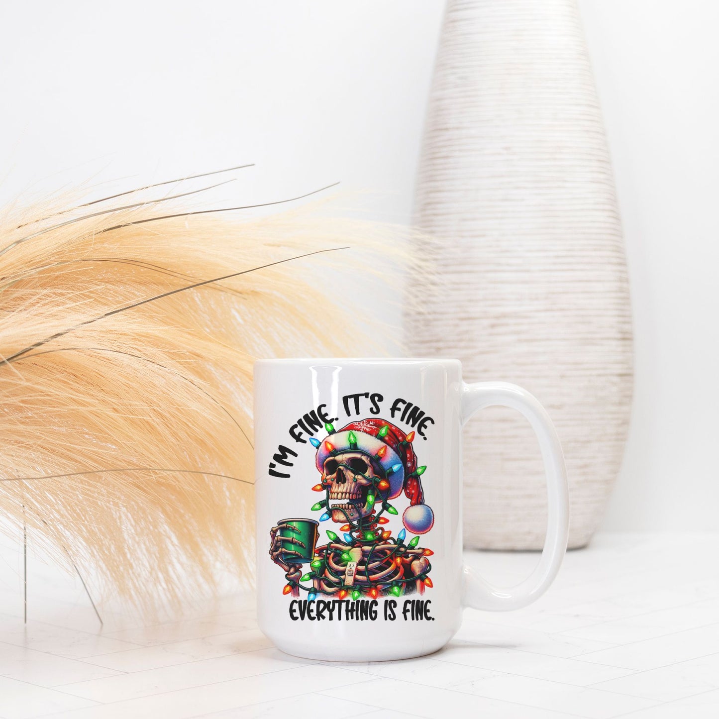 I'm Fine Christmas Skelly Mug Deluxe 15oz.
