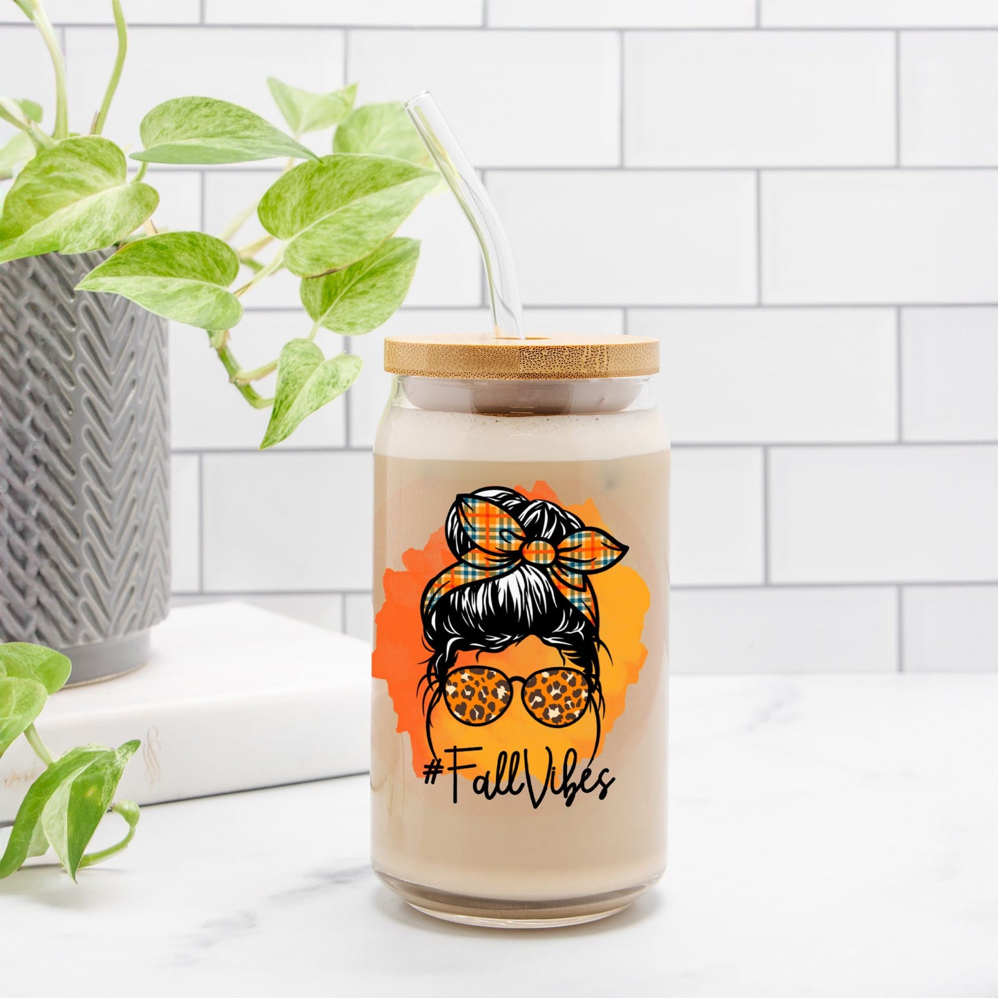 Fall Bun Glass Can