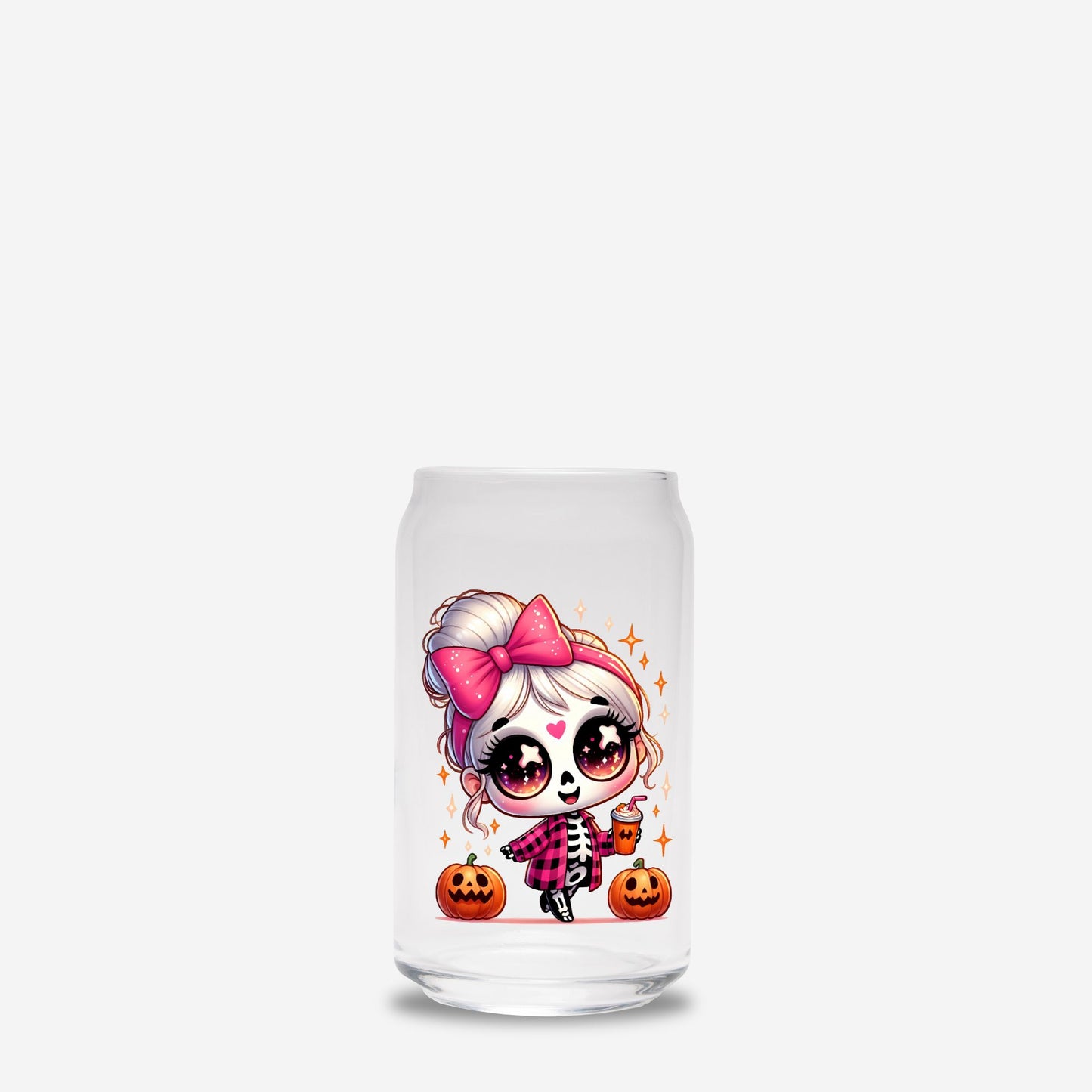 Cute Pink Halloween Glass Can