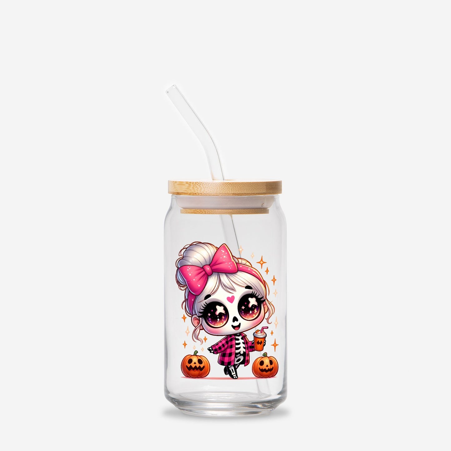 Cute Pink Halloween Glass Can
