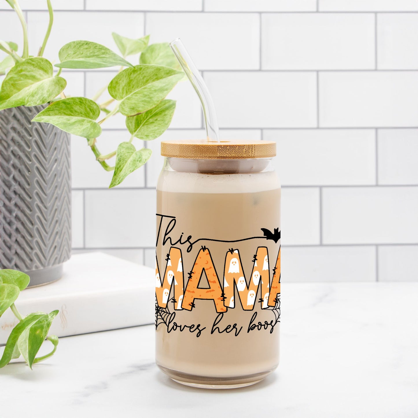 This Mama Loves Her Boos Glass Can