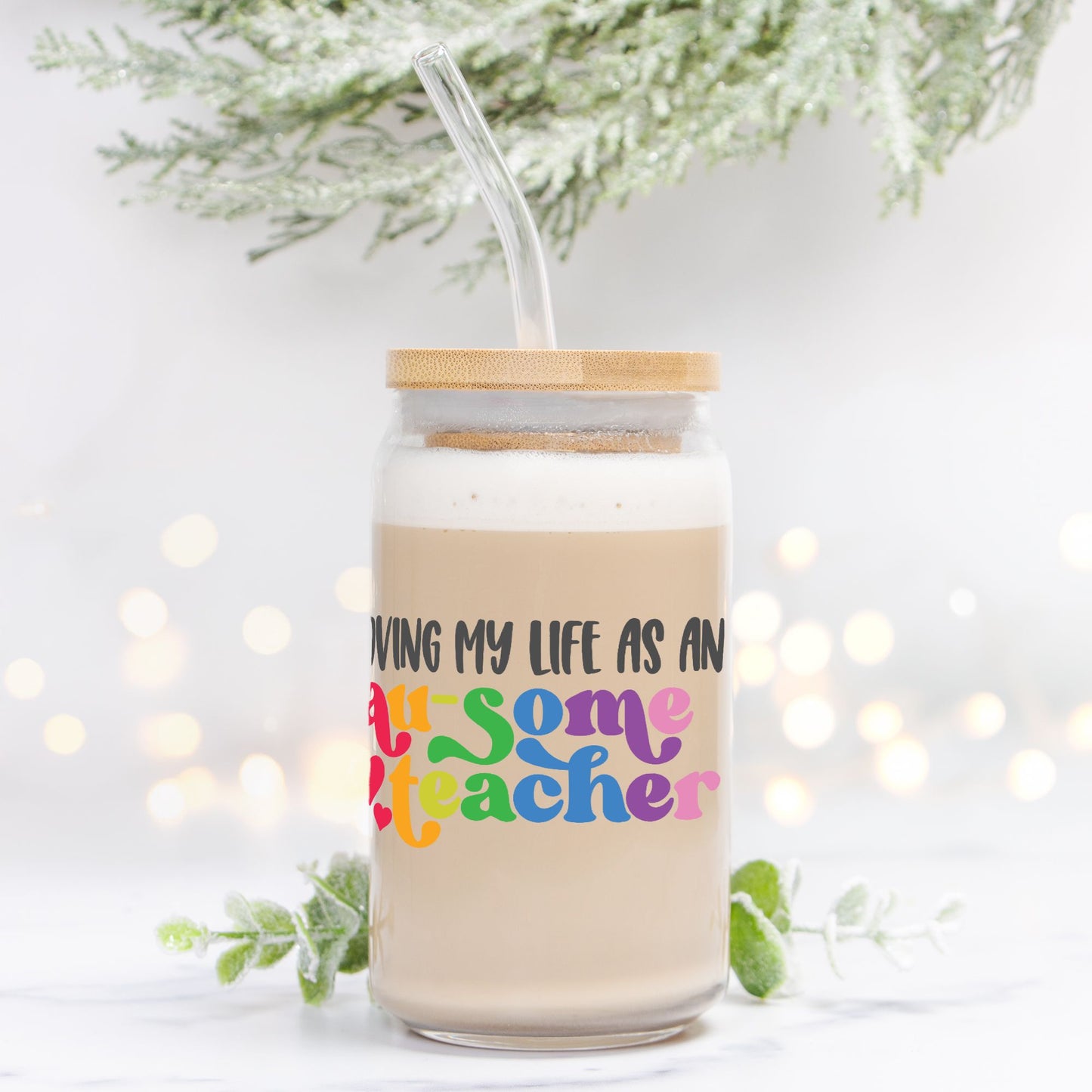 Ausome Teacher Glass Can 16oz