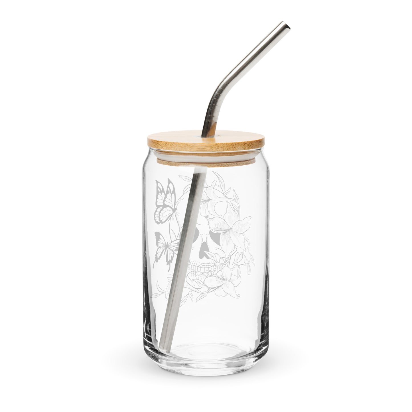 Skull and Butterfly Glass Mug