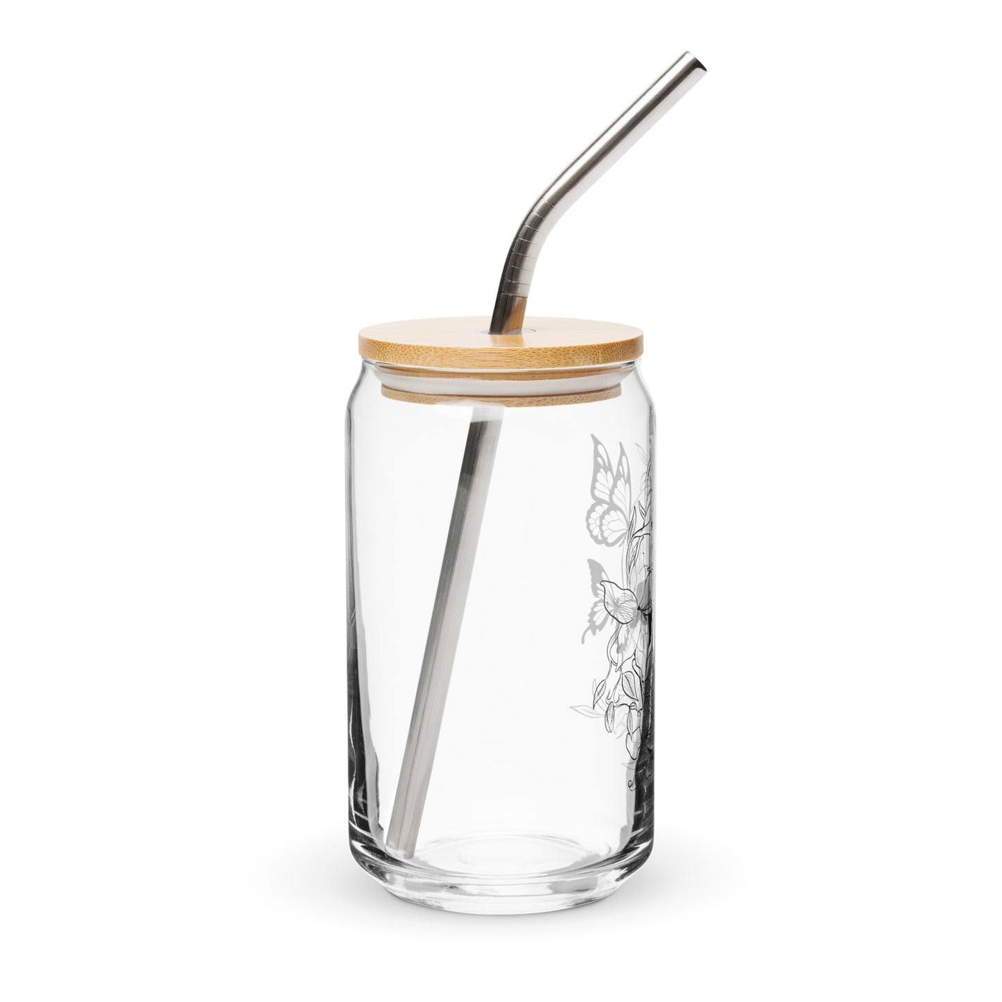Skull and Butterfly Glass Mug