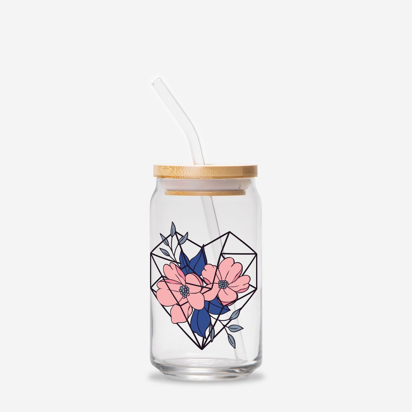 Geometric Heart Glass Can
