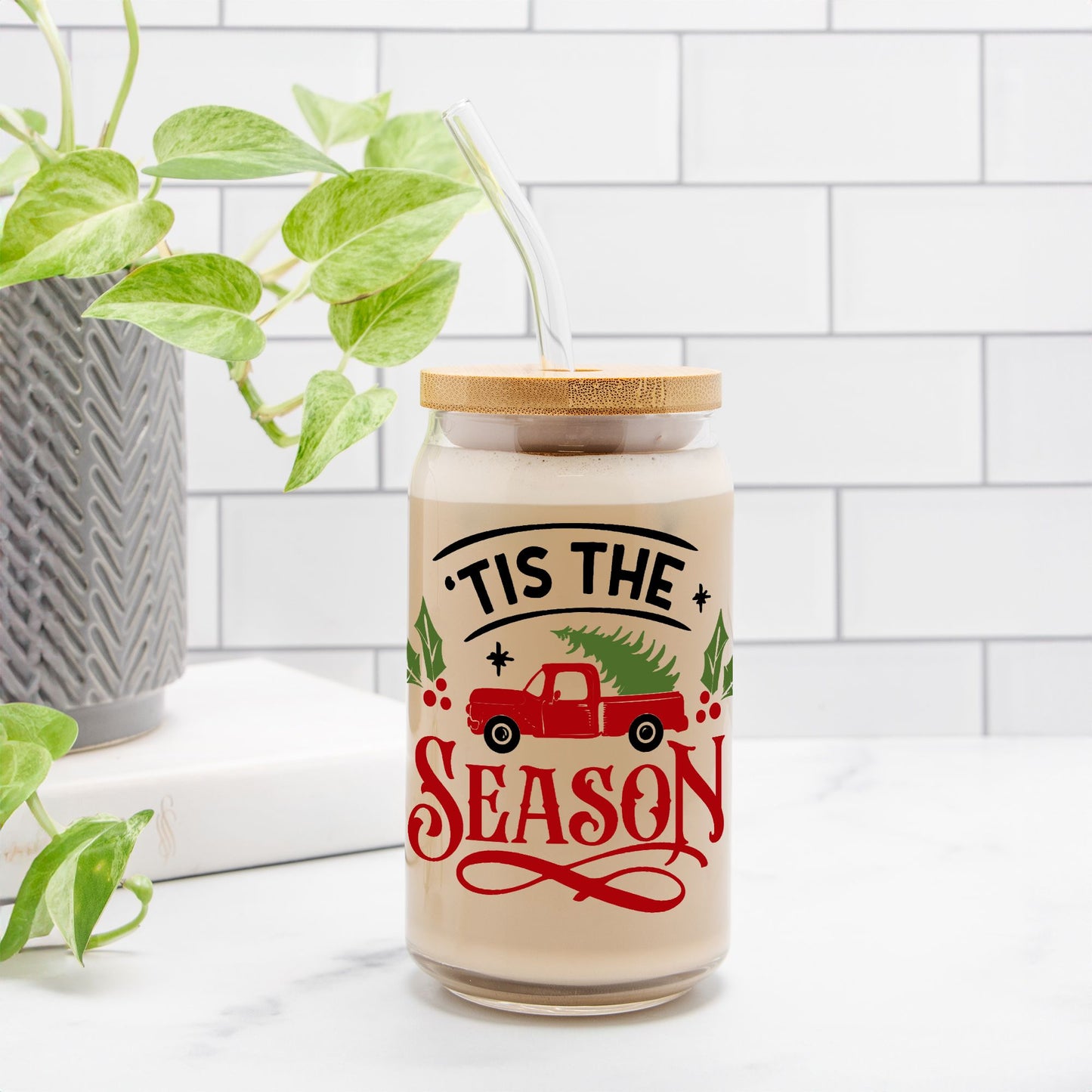 Tis the Season Glass Can