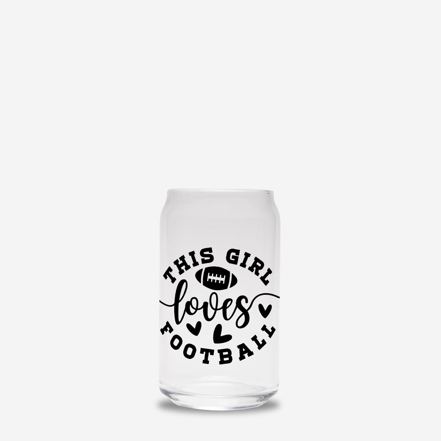 Girl Loves Football Glass Can