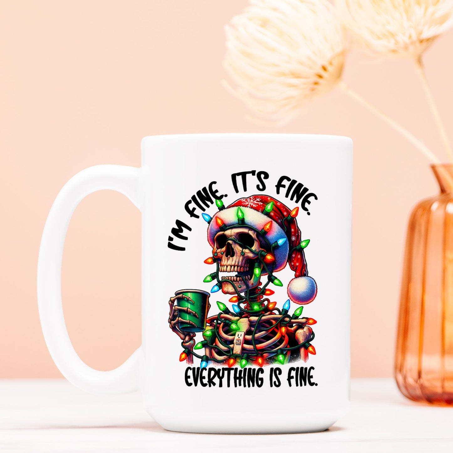 I'm Fine Christmas Skelly Mug Deluxe 15oz.