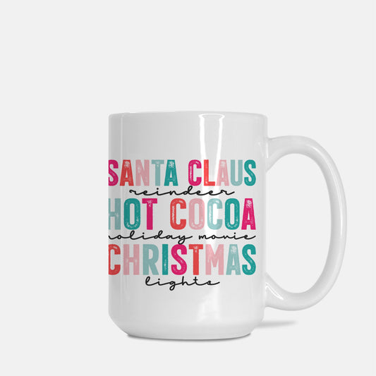 Colorful Santa Cocoa Christmas Mug Deluxe 15oz.