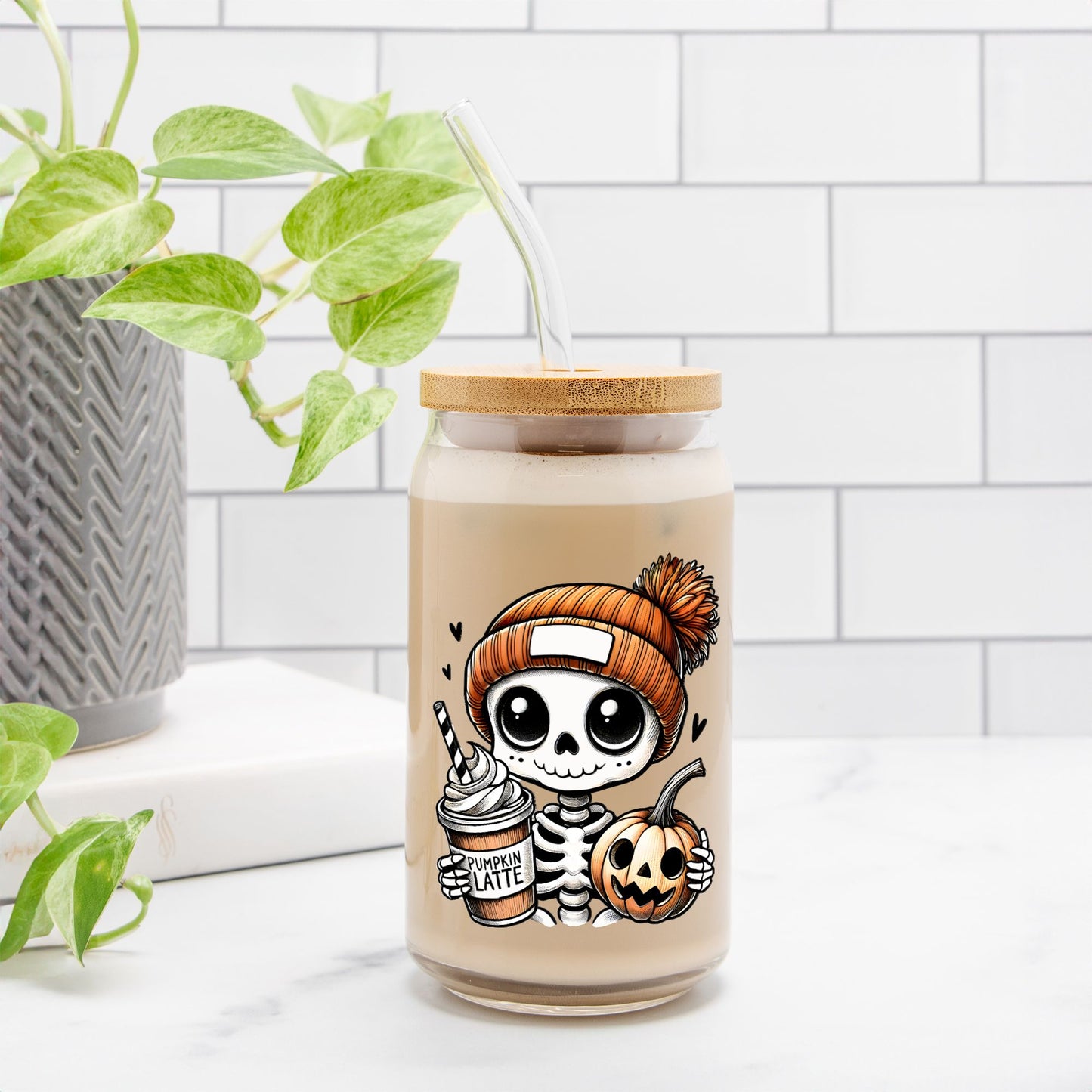 Hearts Skelly Glass Can