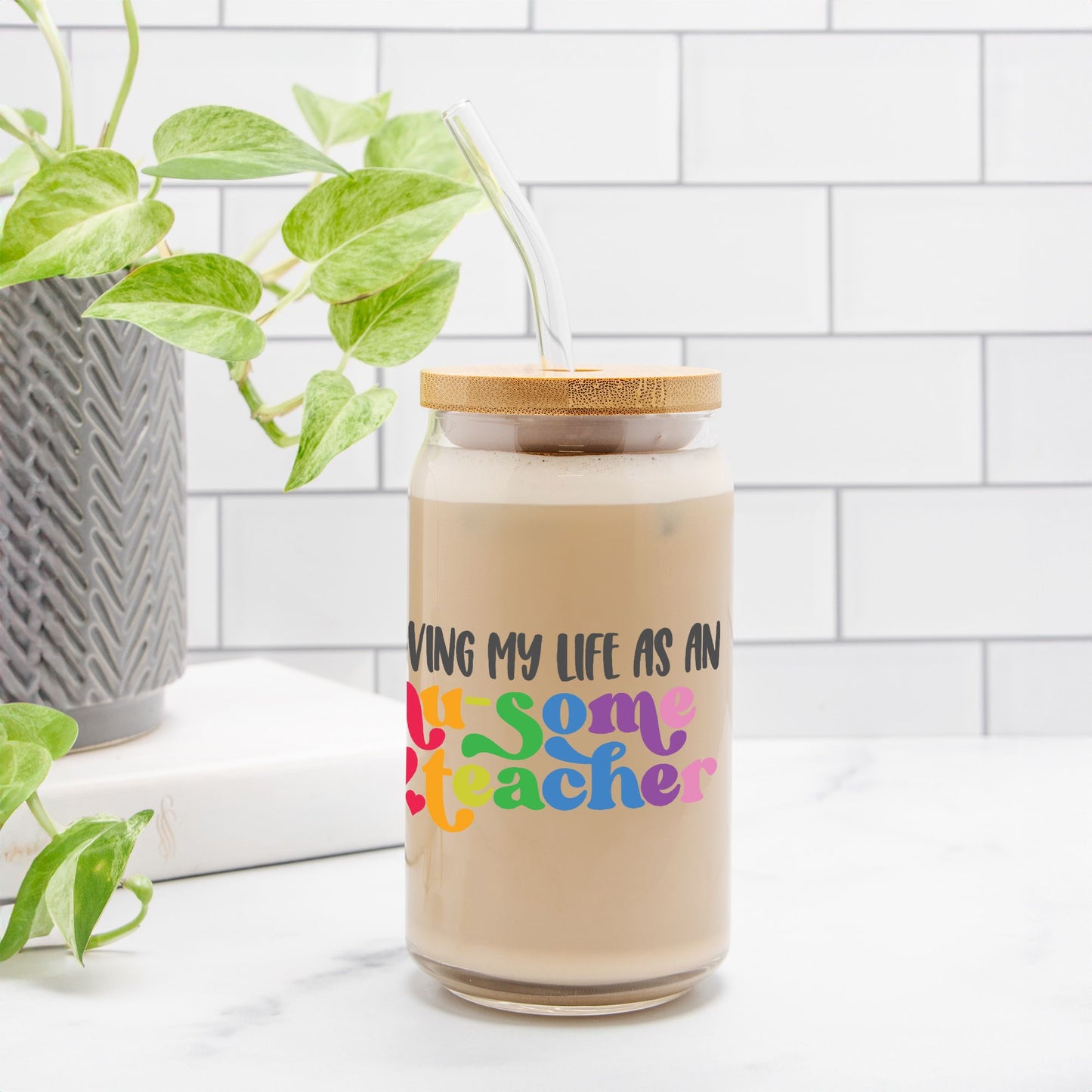Ausome Teacher Glass Can 16oz