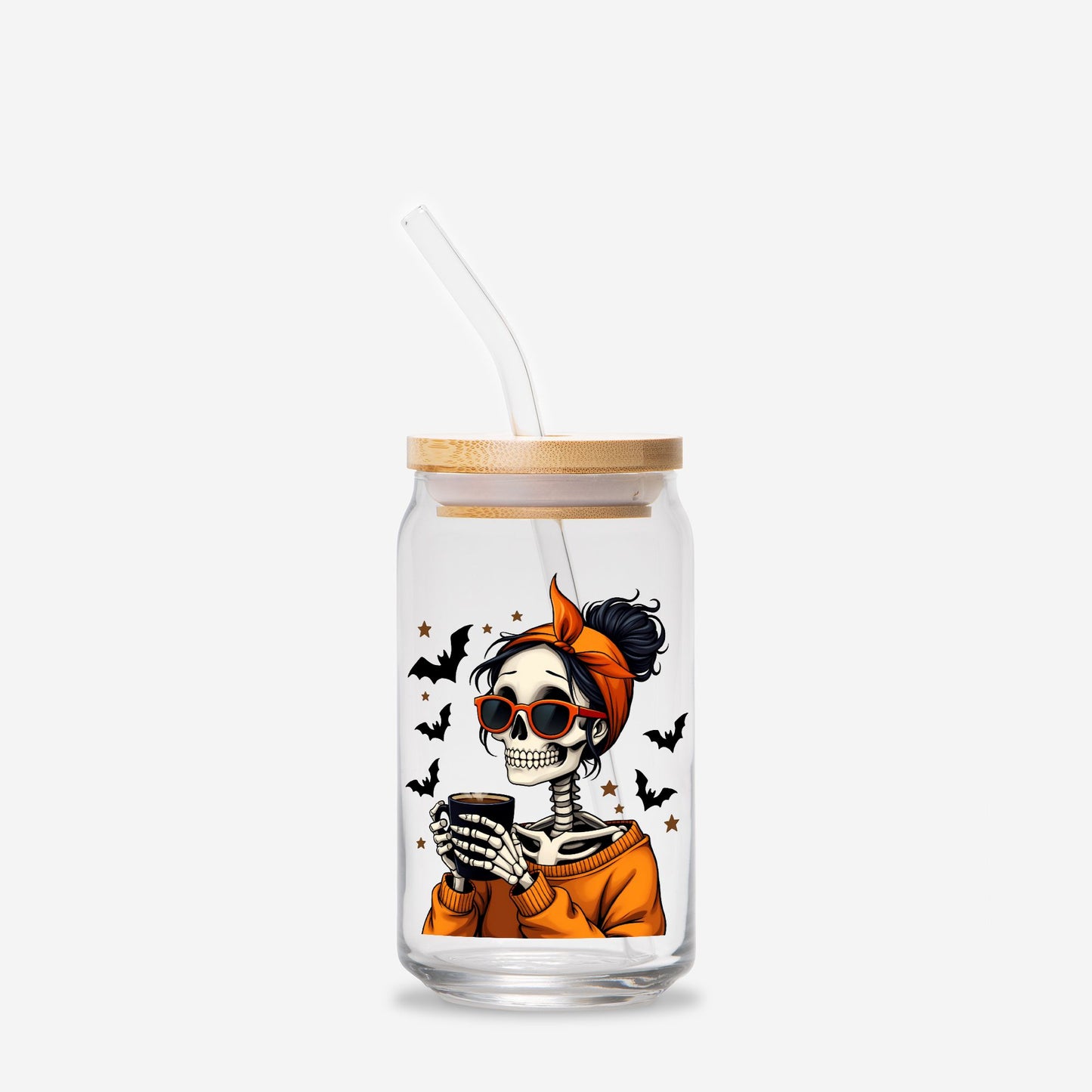 Halloween Skull Glass Can