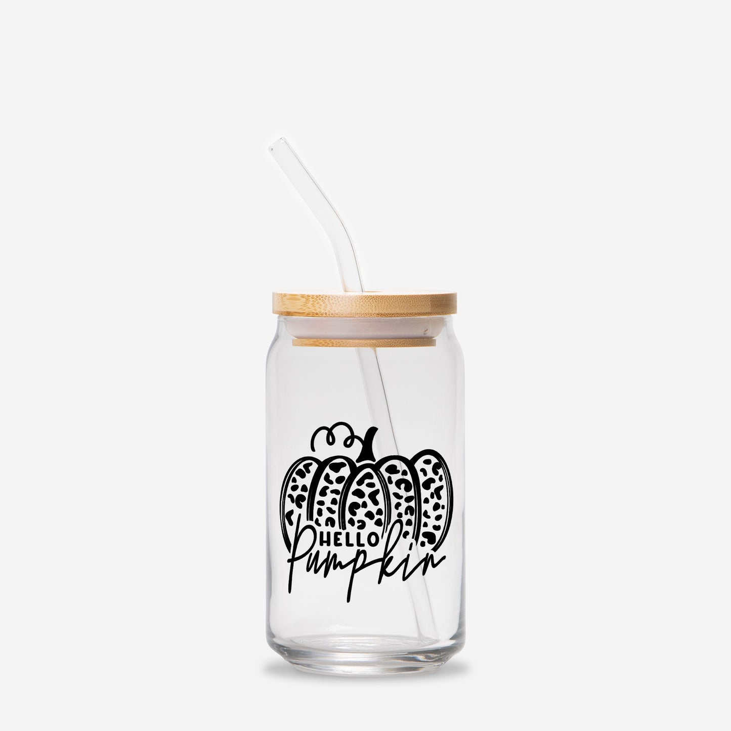 Hello Pumpkin Cheetah Print Glass Can
