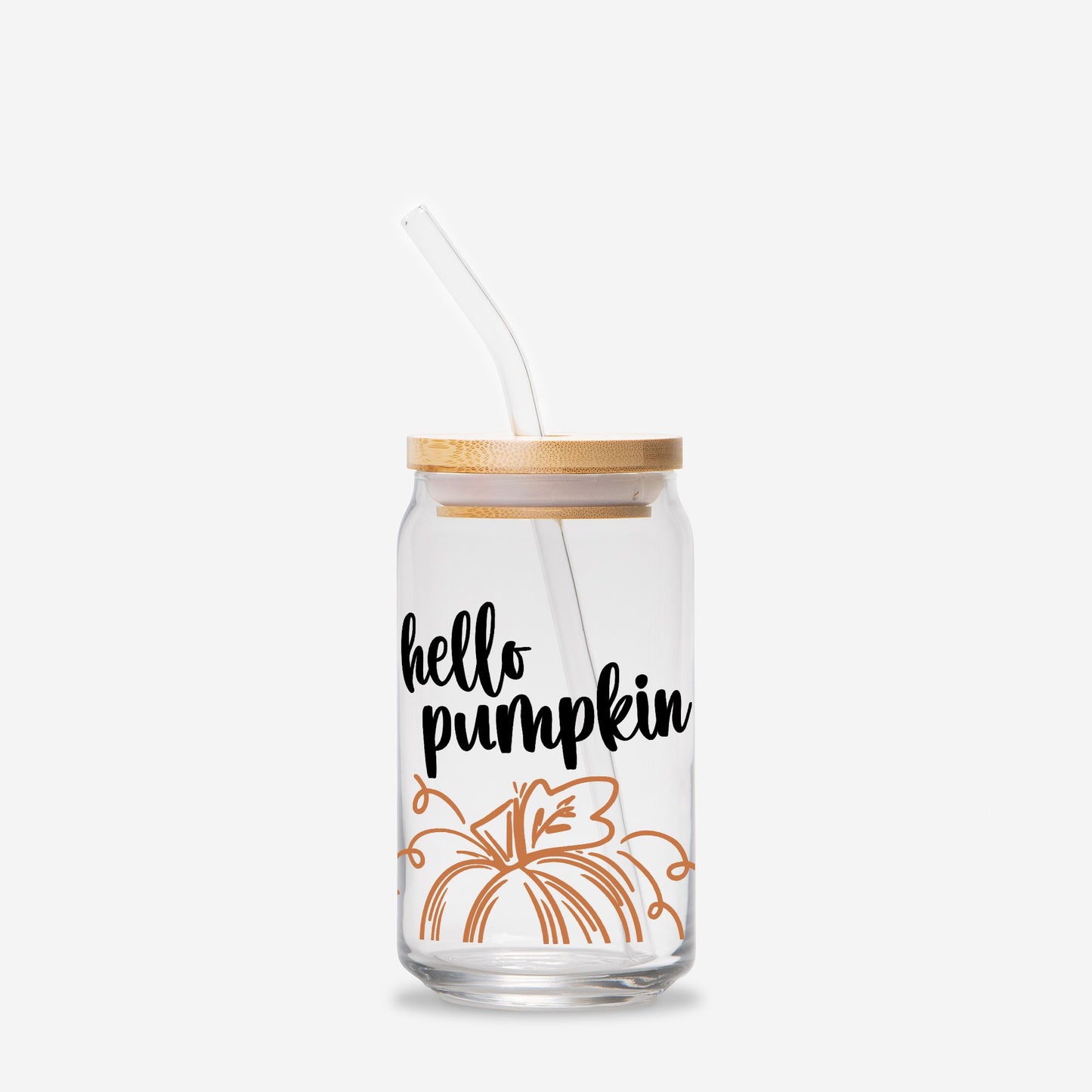 Hello Pumpkin Orange Glass Can