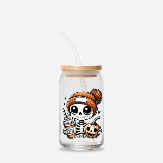 Hearts Skelly Glass Can