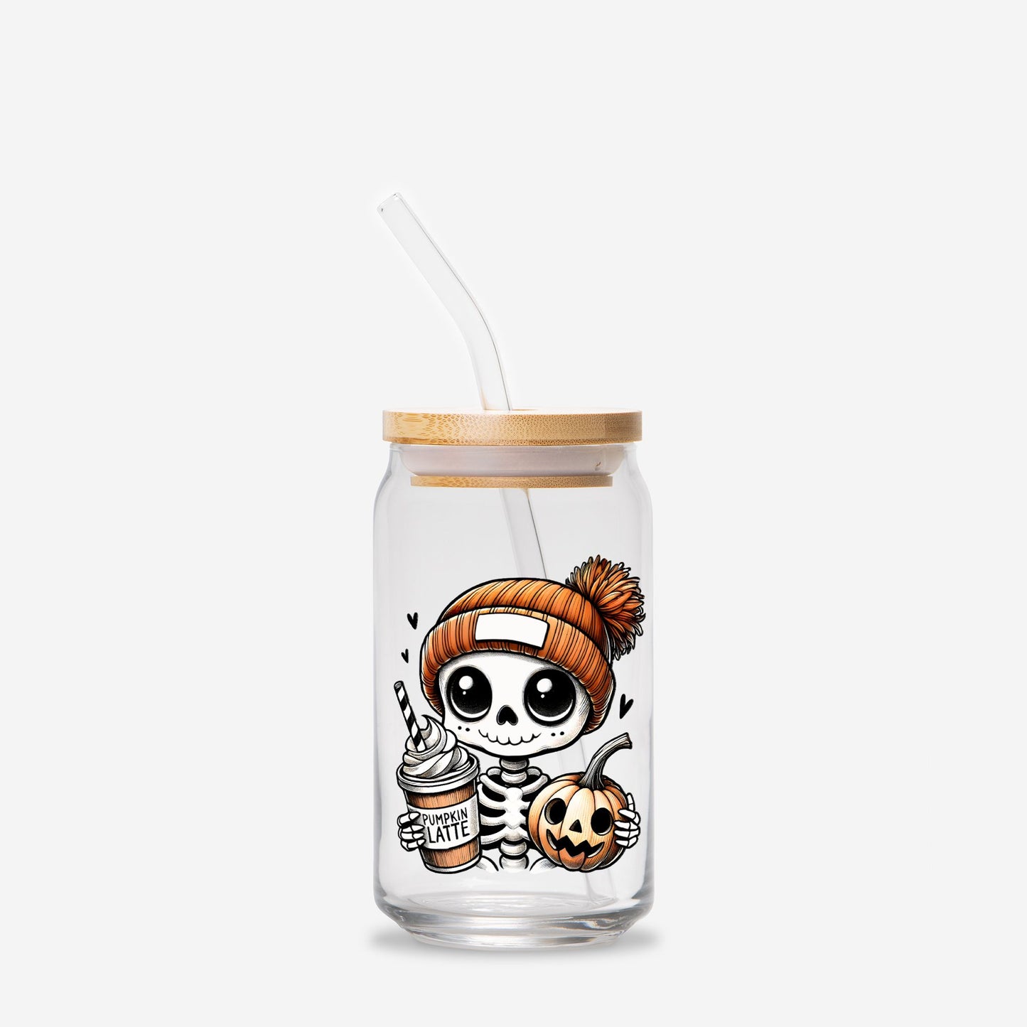 Hearts Skelly Glass Can