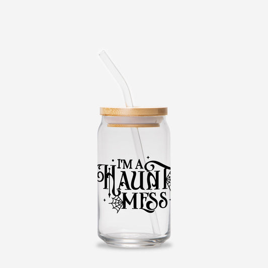 Haunted Mess Glass Can