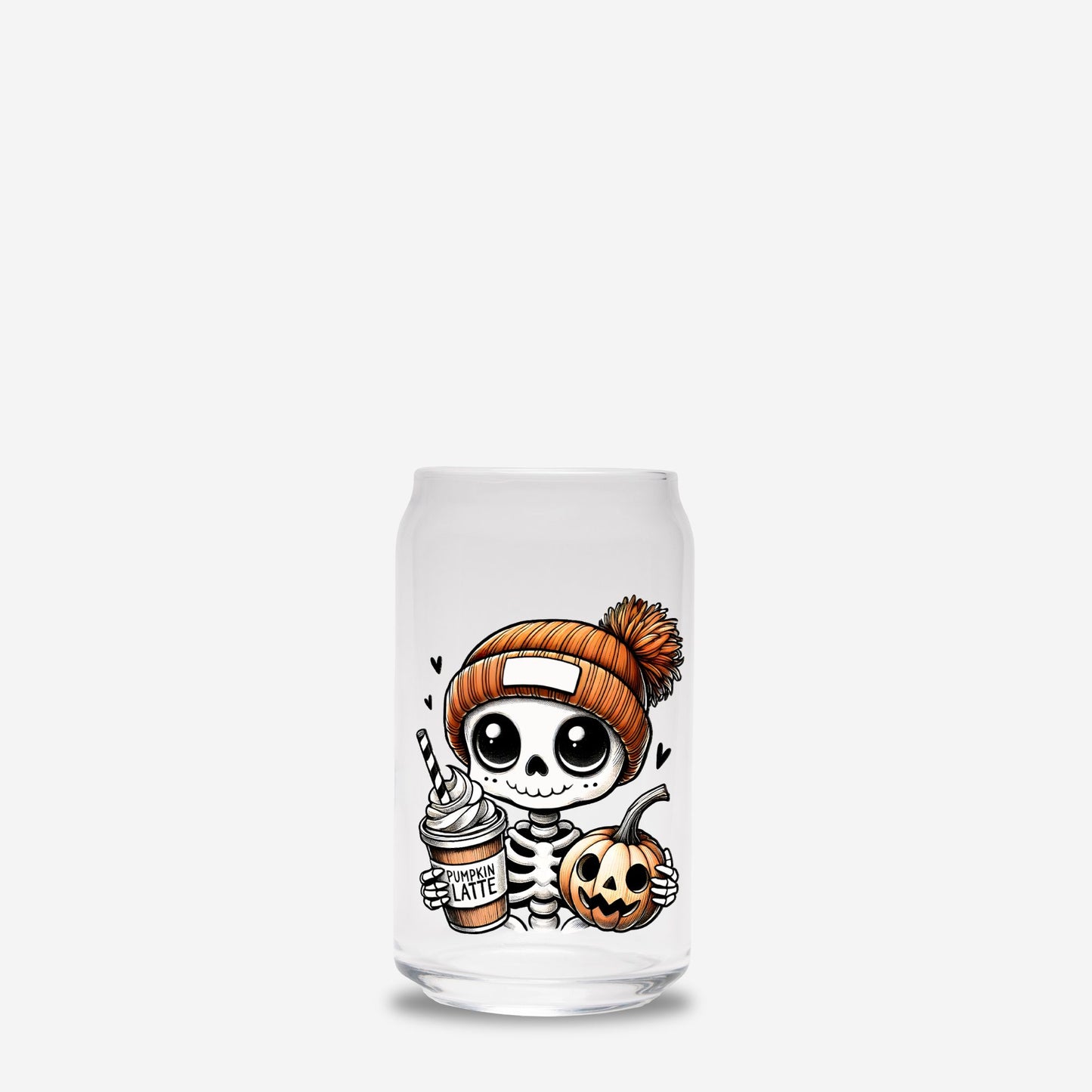 Hearts Skelly Glass Can