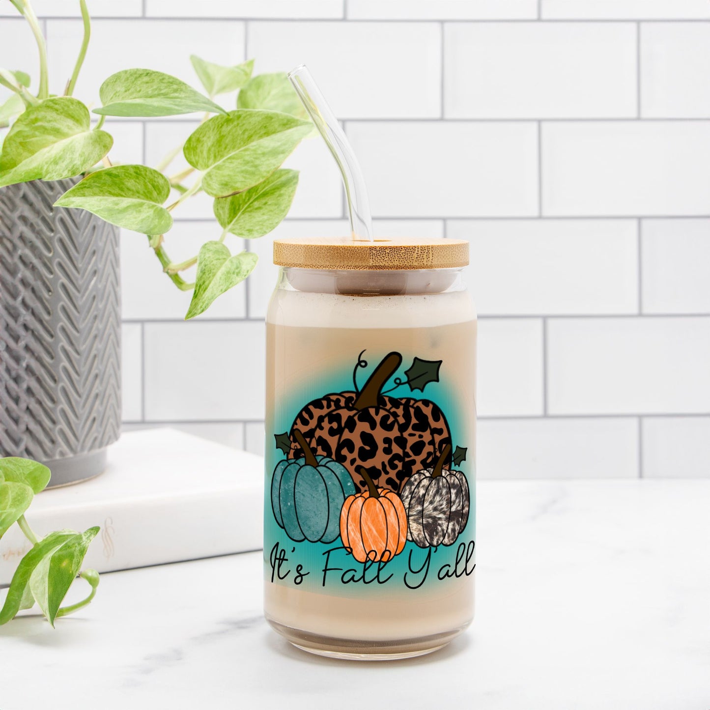 Fall Y'all Glass Can