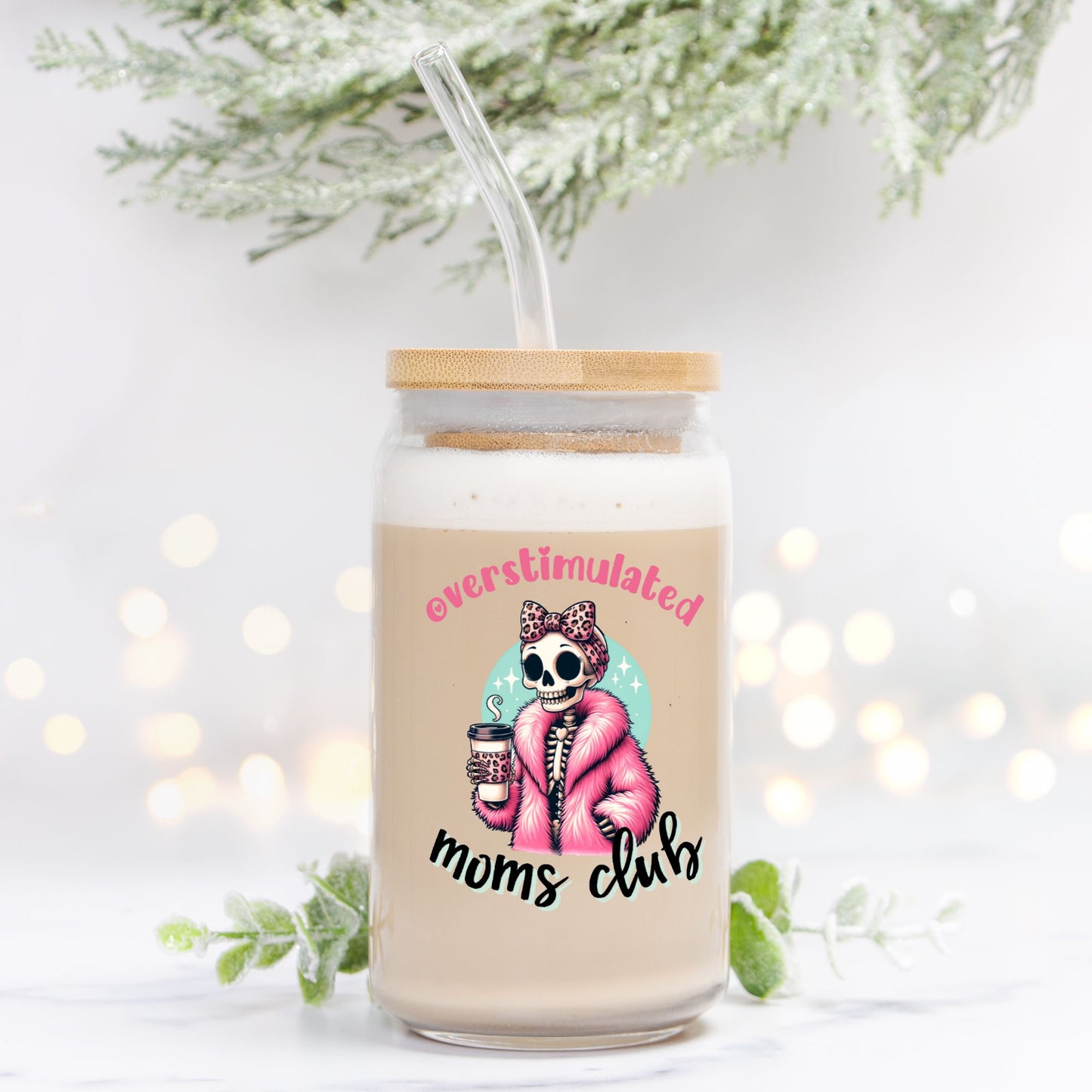 Overstimulated Moms Club Glass Can 16oz
