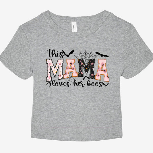 Mama Loves Her Boos Women's Micro Rib Baby Tee 1010