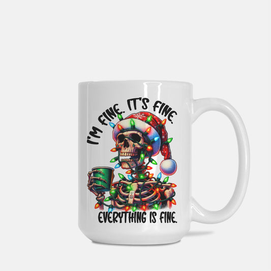 I'm Fine Christmas Skelly Mug Deluxe 15oz.