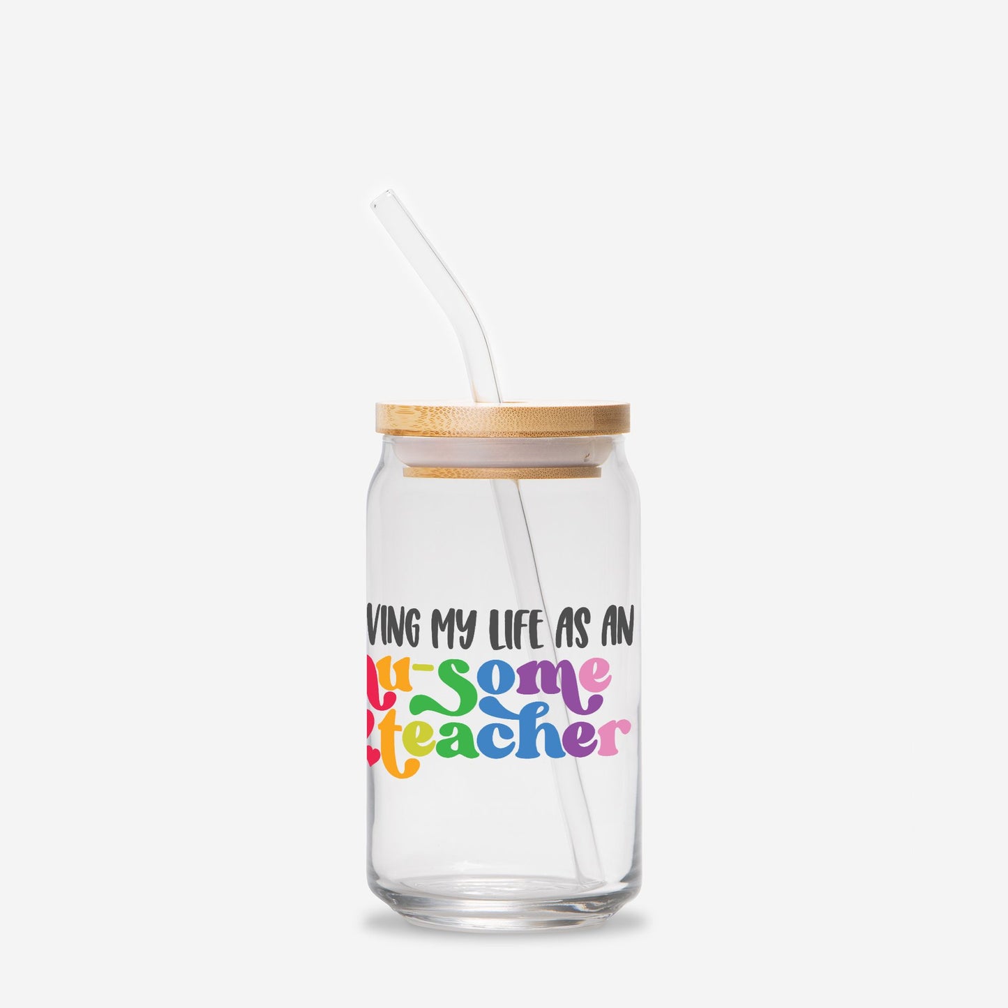 Ausome Teacher Glass Can 16oz