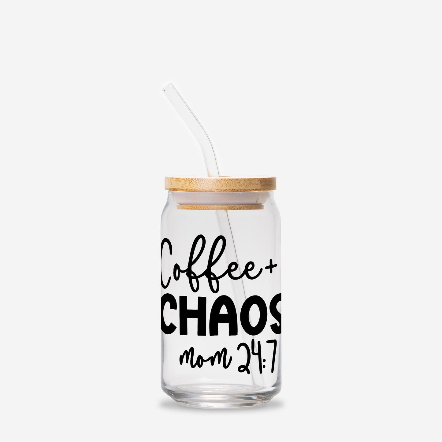 Coffee + Chaos Glass Can
