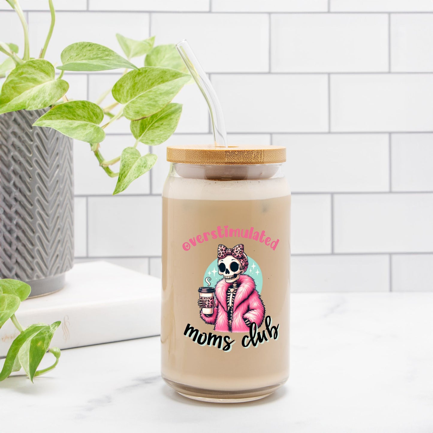 Overstimulated Moms Club Glass Can 16oz